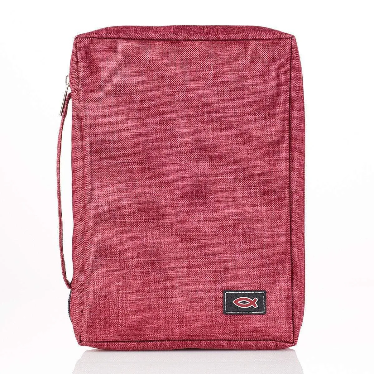 Burgundy Poly-Canvas Bible Cover With Fish Applique