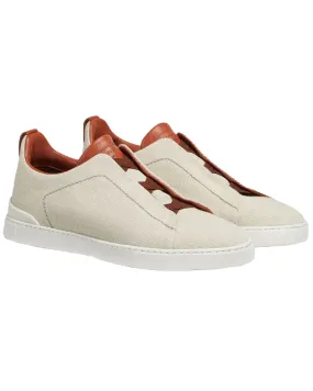 Canvas Triple Stitch Sneaker in Off White