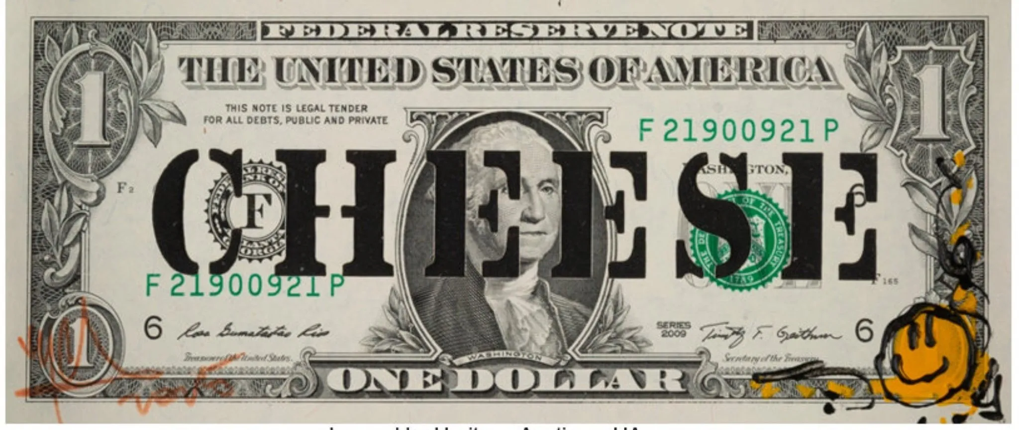 Cheese Dollar Original Mixed Media Painting by RYCA- Ryan Callanan