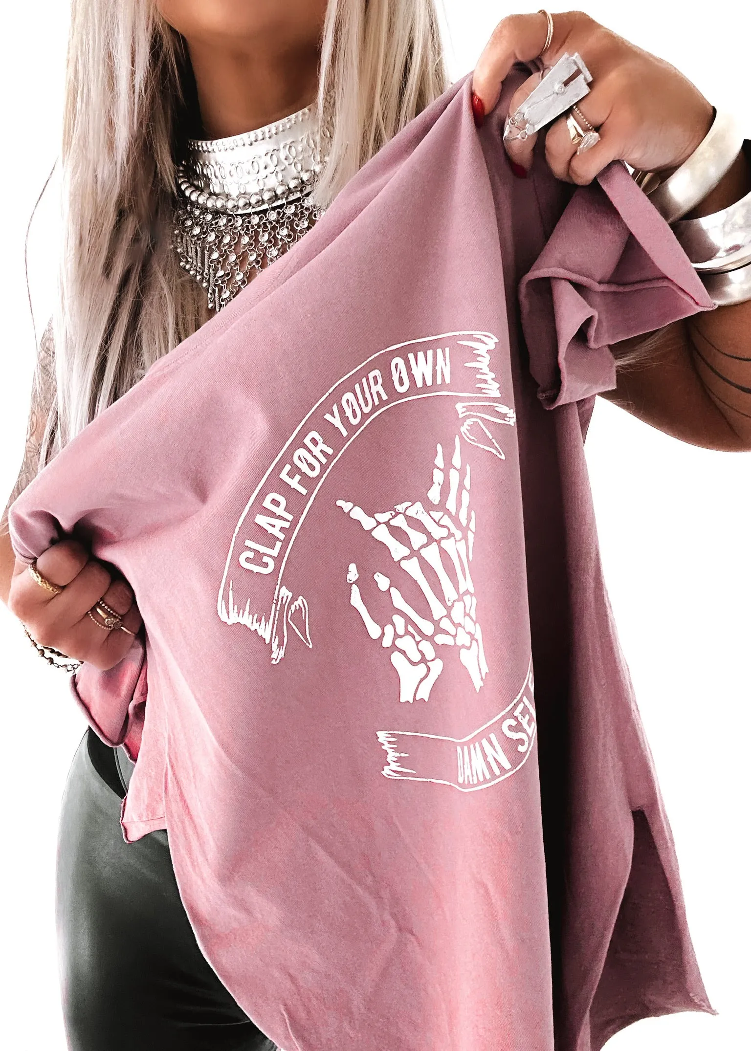 CLAP FOR YOUR OWN DAMN SELF SIDE SLIT TEE