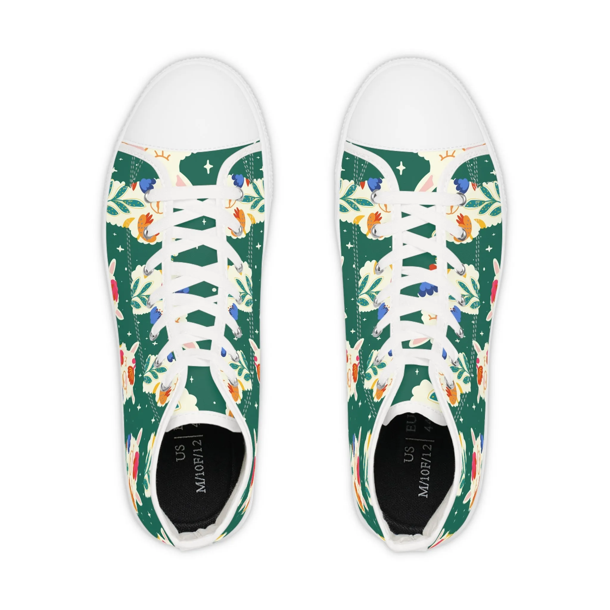 Colorful Floral Llama Men's High Top Sneakers