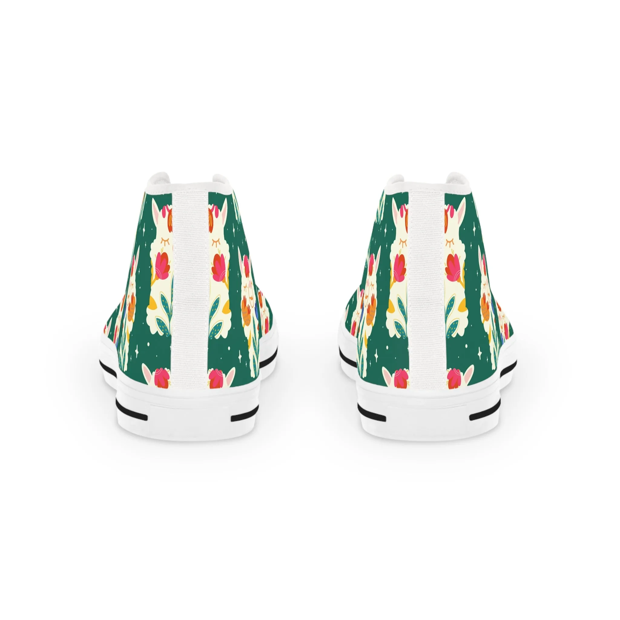 Colorful Floral Llama Men's High Top Sneakers