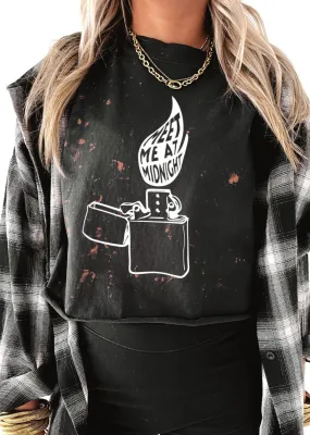 CROPPED MEET ME AT MIDNIGHT BLEACHED OUT GRAPHIC TEE