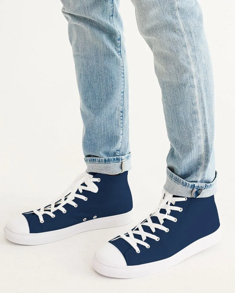 Dark Blue Men's High-top Canvas Sneakers | Men's | Dark Pure Blue | C100M50Y0K80