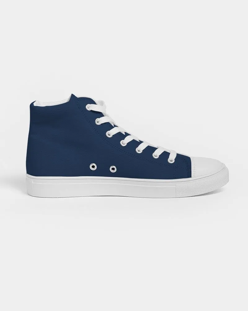 Dark Blue Men's High-top Canvas Sneakers | Men's | Dark Pure Blue | C100M50Y0K80