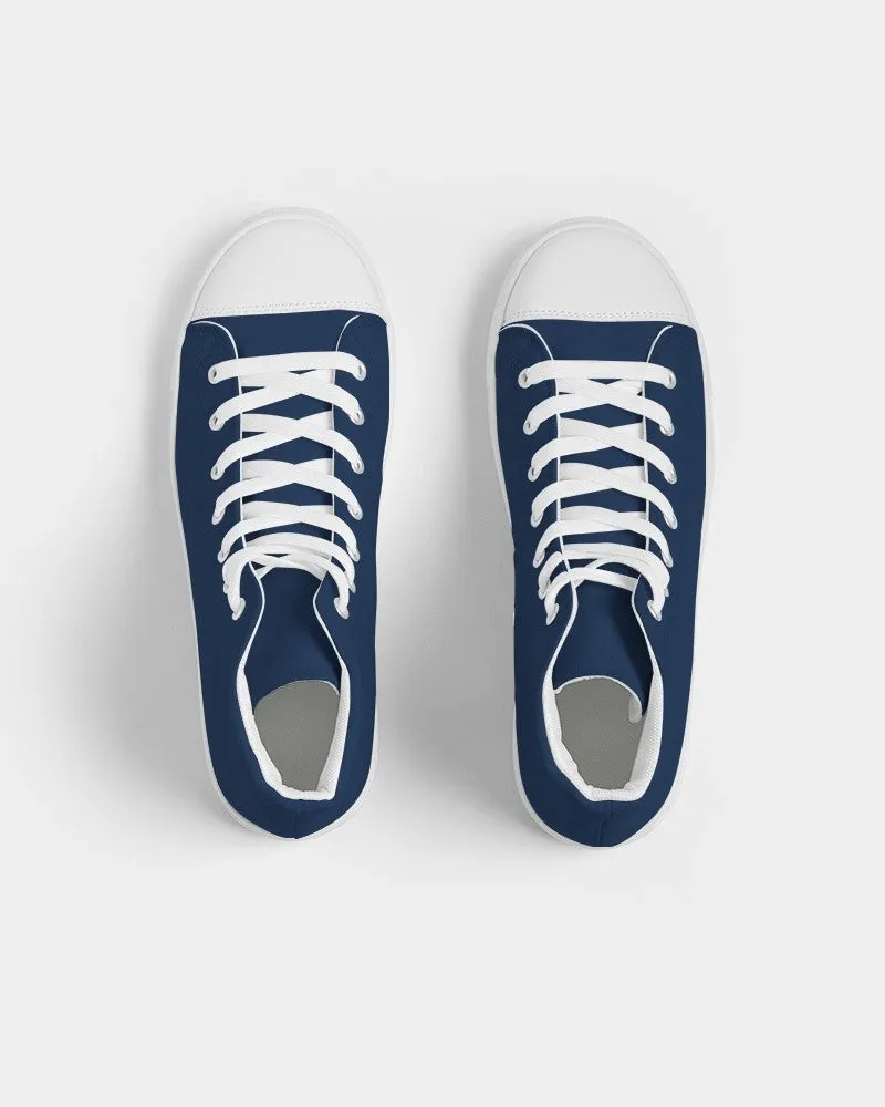 Dark Blue Men's High-top Canvas Sneakers | Men's | Dark Pure Blue | C100M50Y0K80