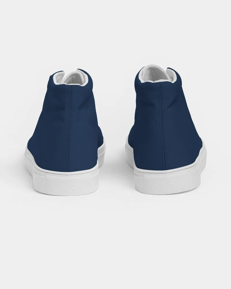 Dark Blue Men's High-top Canvas Sneakers | Men's | Dark Pure Blue | C100M50Y0K80