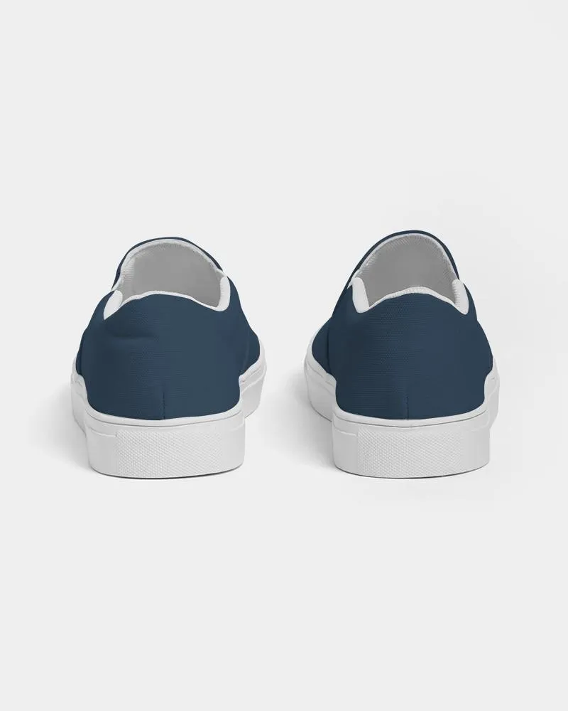 Dark Blue Slip-On Canvas Sneakers | Women's | Dark Pastel Blue | C60M30Y0K80