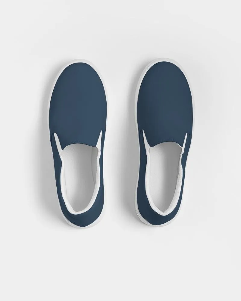 Dark Blue Slip-On Canvas Sneakers | Women's | Dark Pastel Blue | C60M30Y0K80