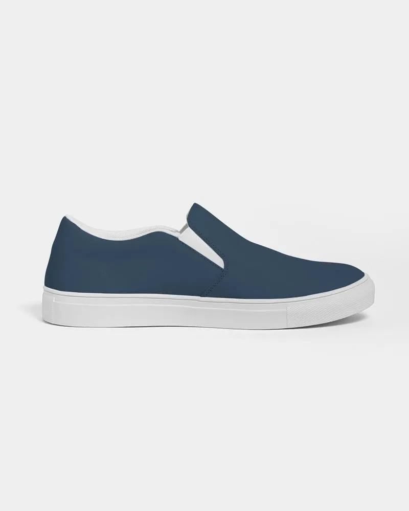 Dark Blue Slip-On Canvas Sneakers | Women's | Dark Pastel Blue | C60M30Y0K80