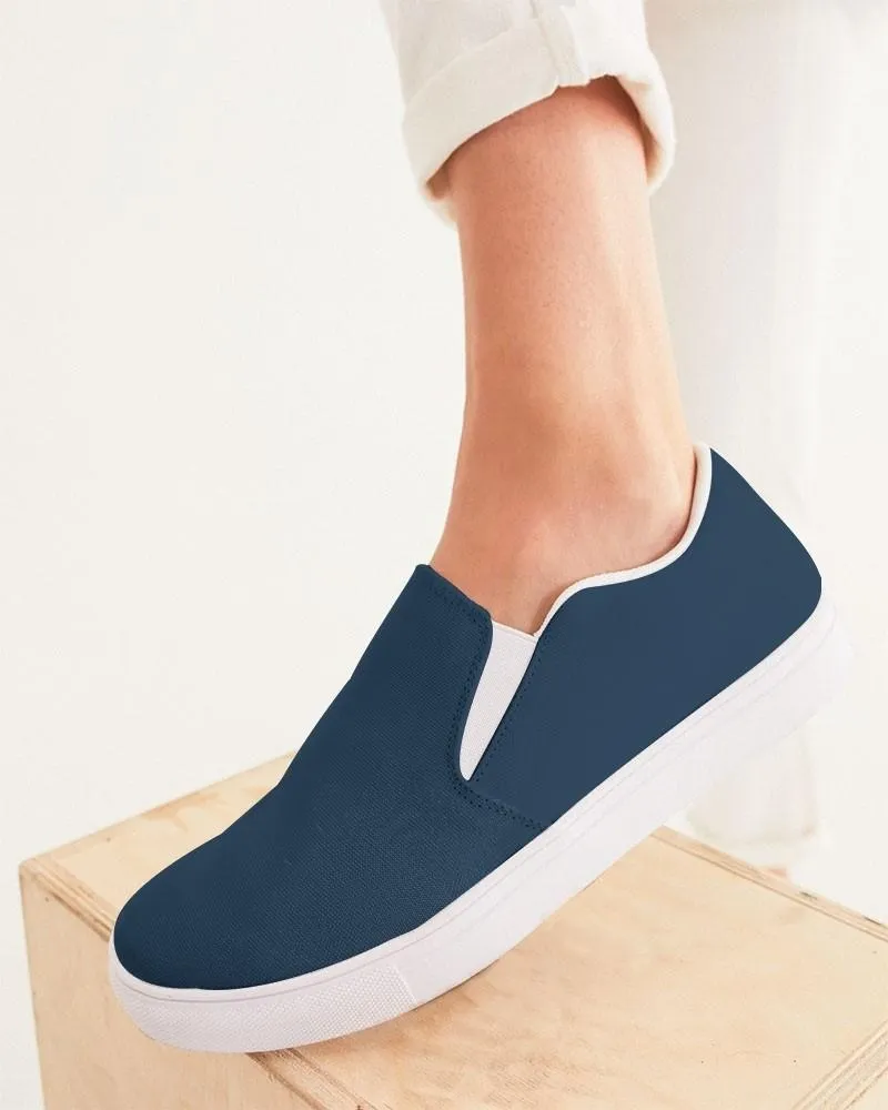 Dark Blue Slip-On Canvas Sneakers | Women's | Dark Pastel Blue | C60M30Y0K80
