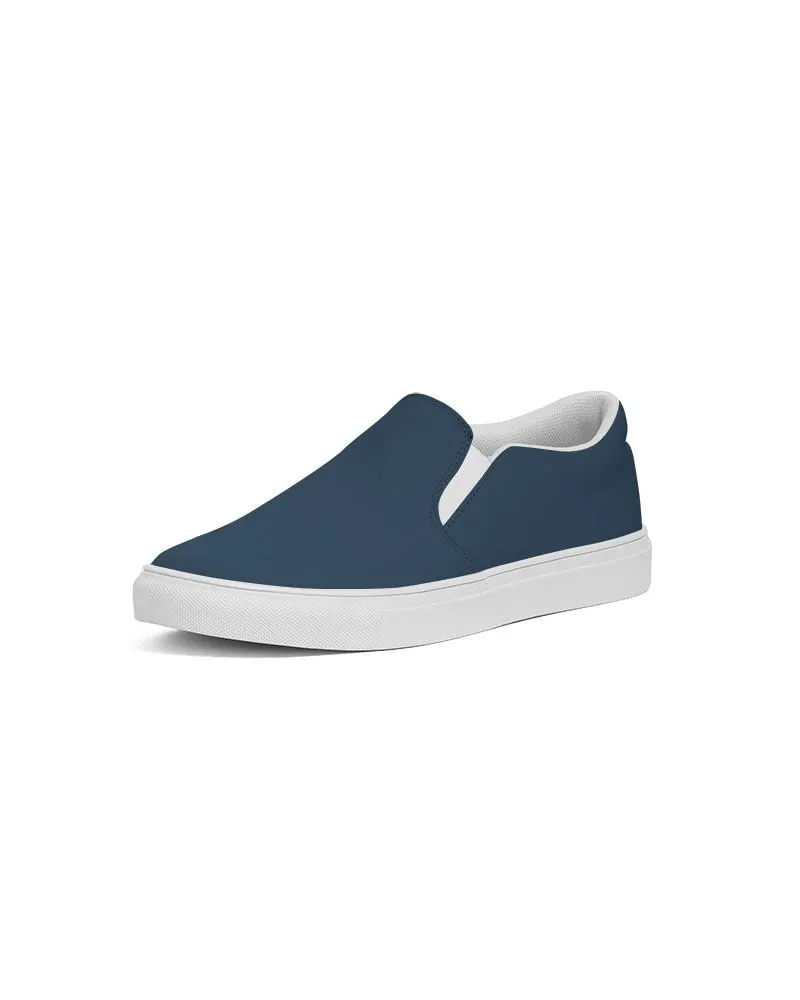 Dark Blue Slip-On Canvas Sneakers | Women's | Dark Pastel Blue | C60M30Y0K80