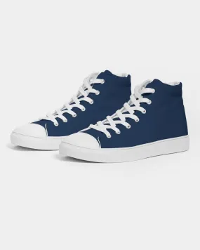 Dark Blue Women's High-top Canvas Sneakers | Women's | Dark Pure Blue | C100M50Y0K80