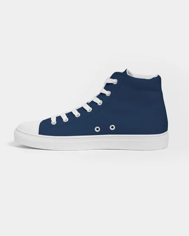 Dark Blue Women's High-top Canvas Sneakers | Women's | Dark Pure Blue | C100M50Y0K80