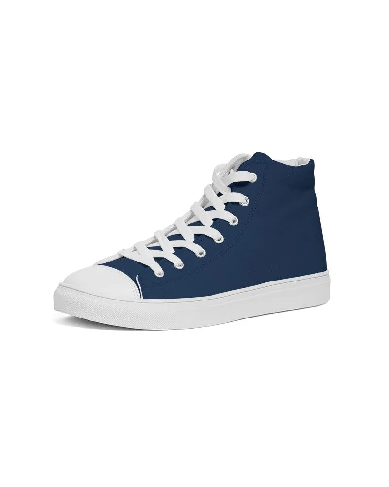 Dark Blue Women's High-top Canvas Sneakers | Women's | Dark Pure Blue | C100M50Y0K80