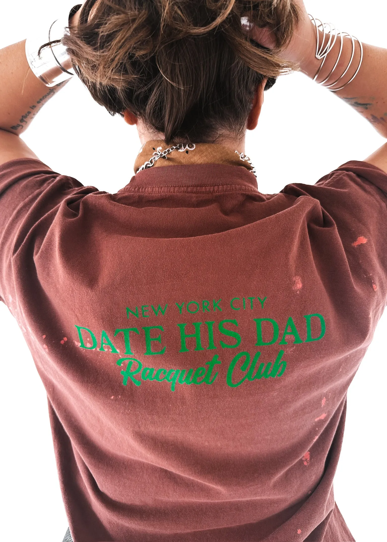 DATE HIS DAD BLEACHED OUT SIDE SLIT TEE