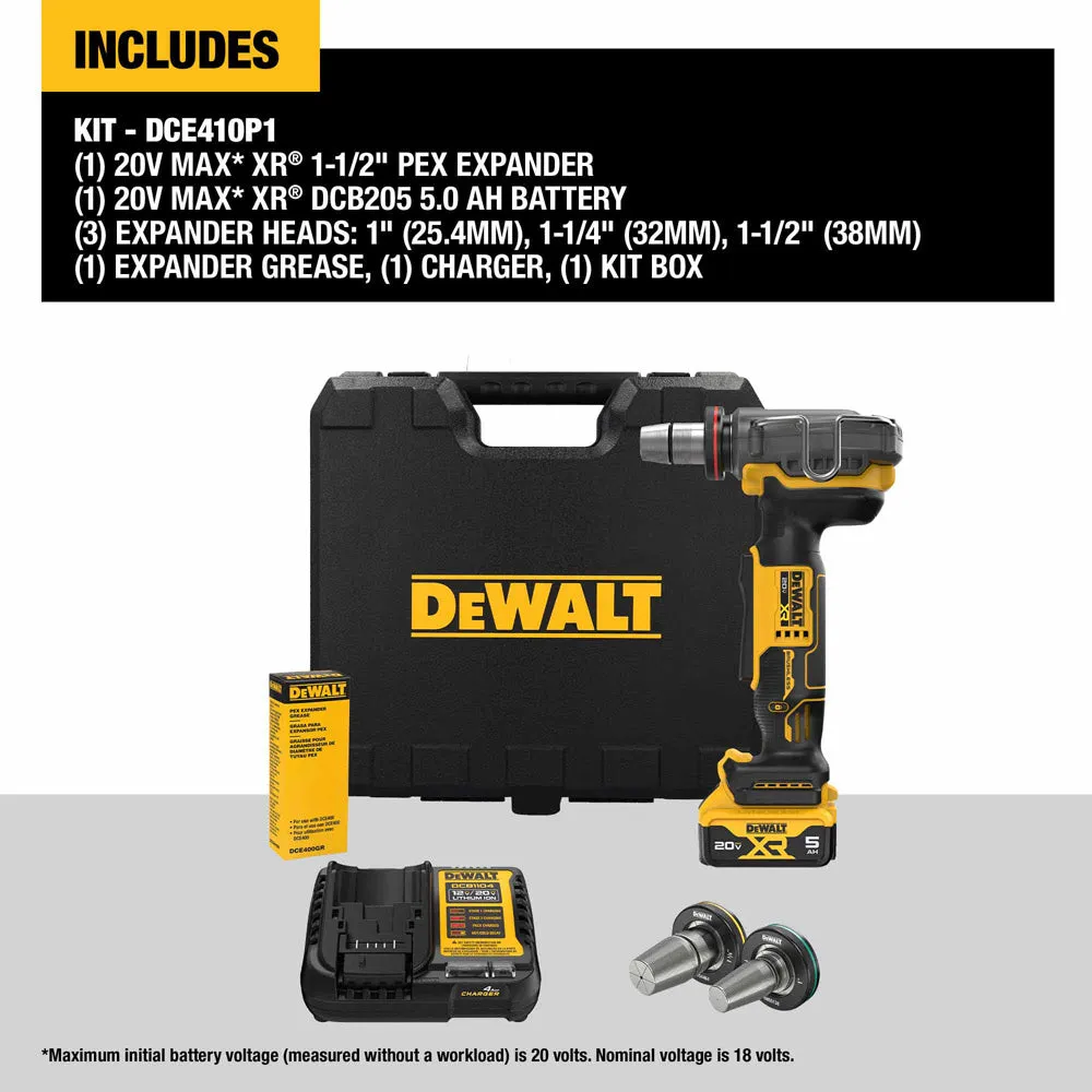 DeWalt DCE410P1 20V MAX* XR 1-1/2" PEX Expander Kit