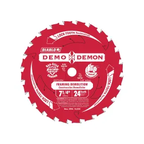 Diablo D0724DA Circular Saw Blade, 7-1/4 in Dia, 5/8 in Arbor, 24-Teeth, Carbide Cutting Edge