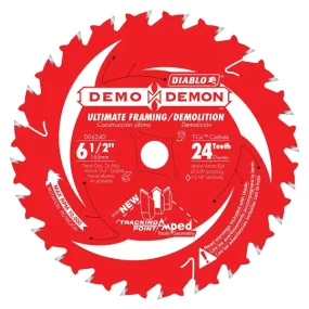 Diablo Demo Demon Amped D0624DA Circular Saw Blade, 6-1/2 in Dia, 5/8 in Arbor, 24-Teeth