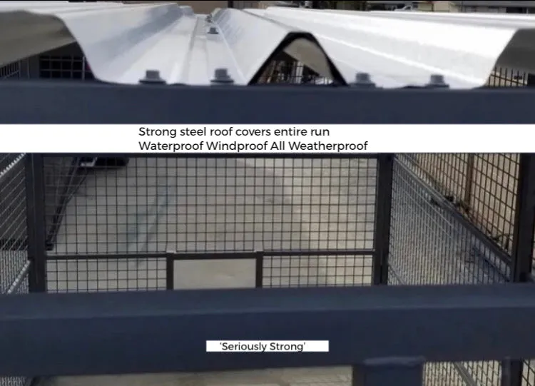 Dog Kennel Extension Run to match MAIN UNIT Open Mesh Wire   Indestructible safe secure Yard Enclosure Shelter w/Roof ‘Seriously Strong’ ESL85 yrs