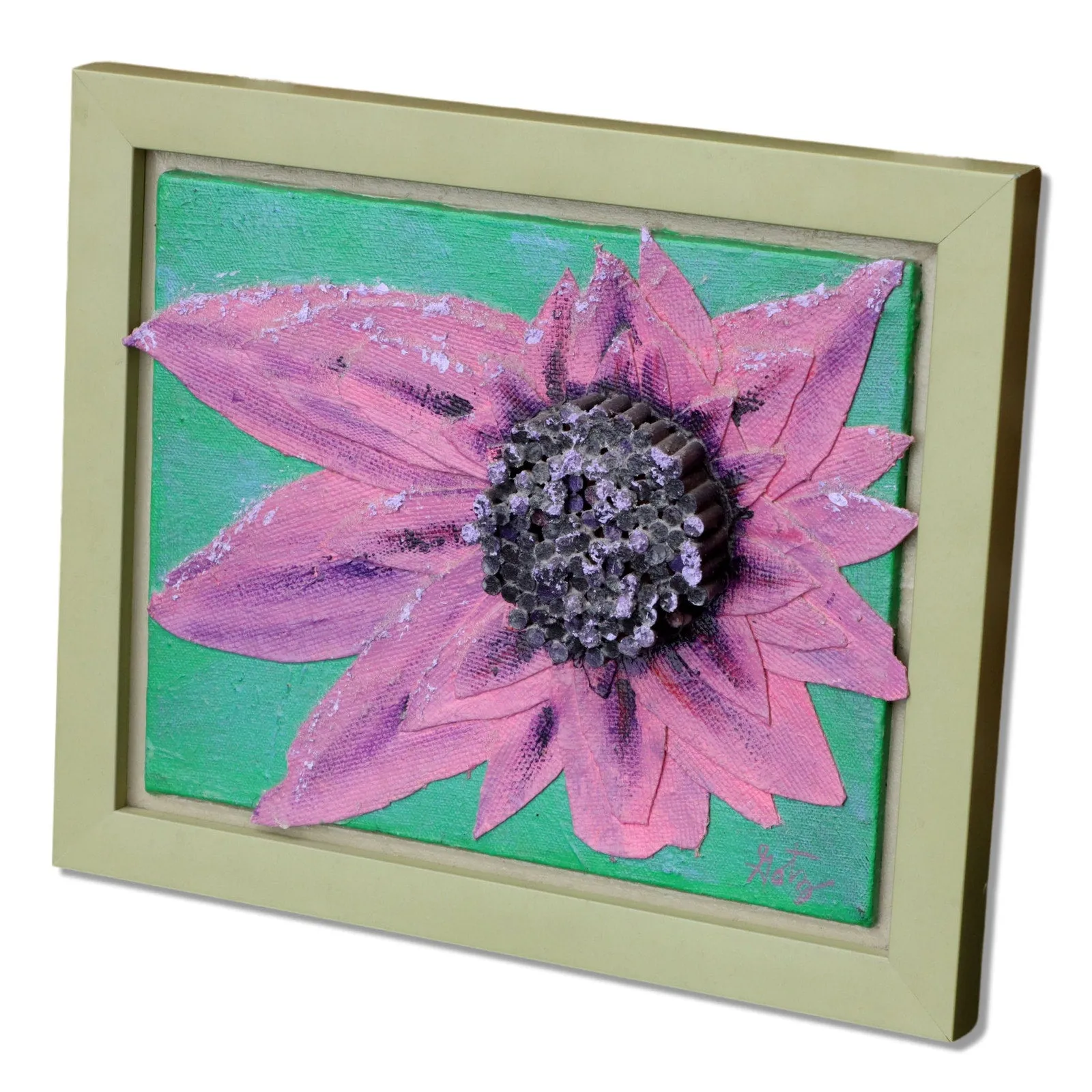 Donald Gotz "Purple Dew" Acrylic Floral 3D Mixed Media 12x10 Signed