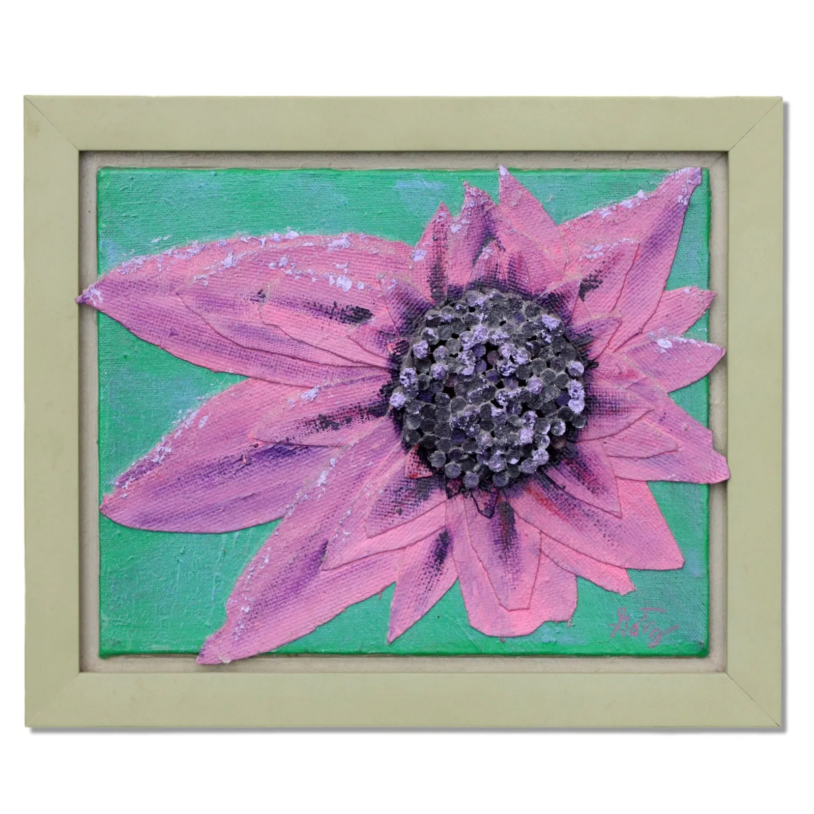 Donald Gotz "Purple Dew" Acrylic Floral 3D Mixed Media 12x10 Signed