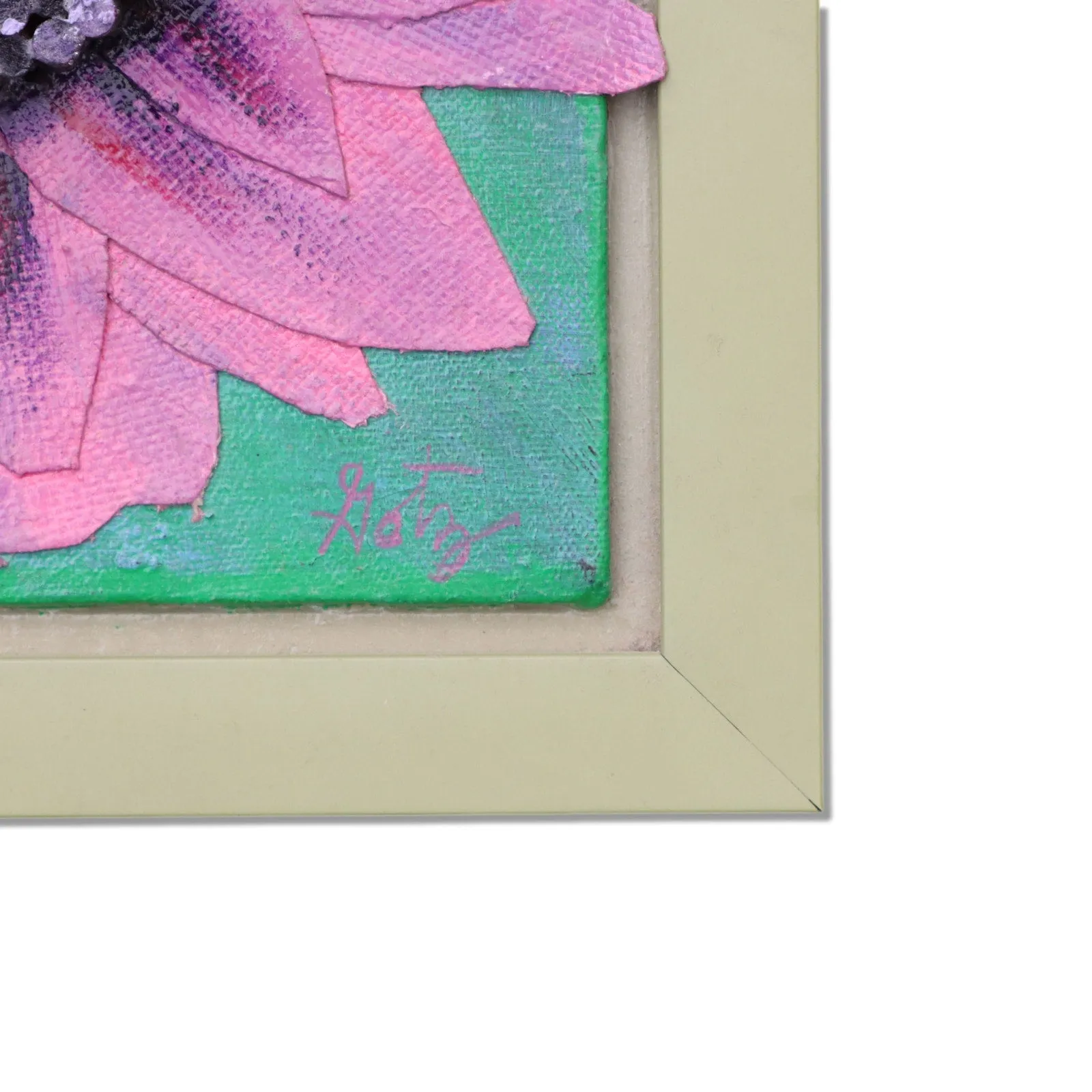 Donald Gotz "Purple Dew" Acrylic Floral 3D Mixed Media 12x10 Signed