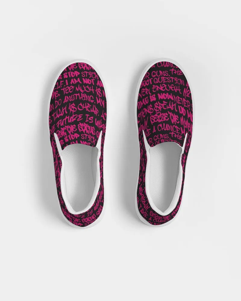 Empowering Pink Graffiti Men's Slip-On Canvas Shoe