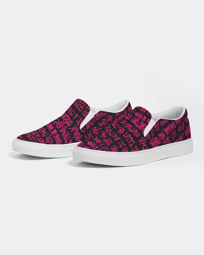 Empowering Pink Graffiti Men's Slip-On Canvas Shoe