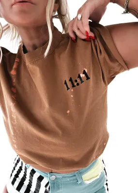 FINAL SALE: 11:11 ANGEL NUMBERS BLEACHED OUT SIDE SLIT TEE