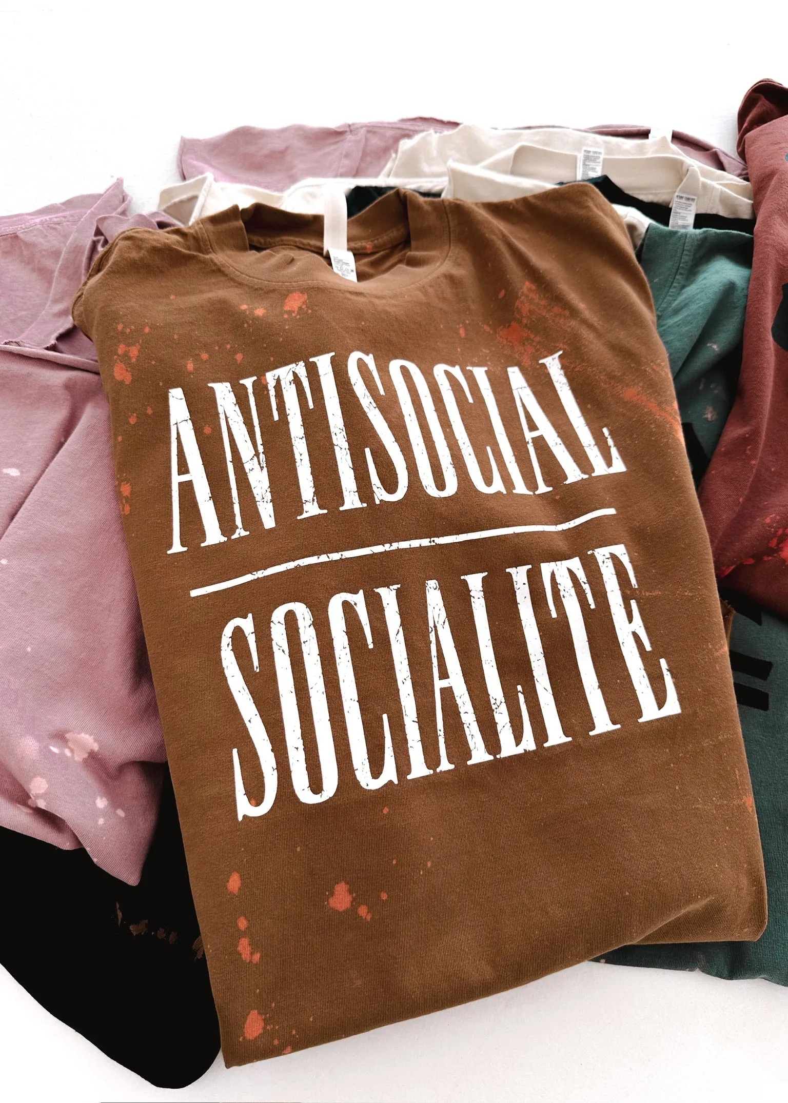 FINAL SALE: ANTISOCIAL SOCIALITE BLEACHED OUT SIDE SLIT TEE