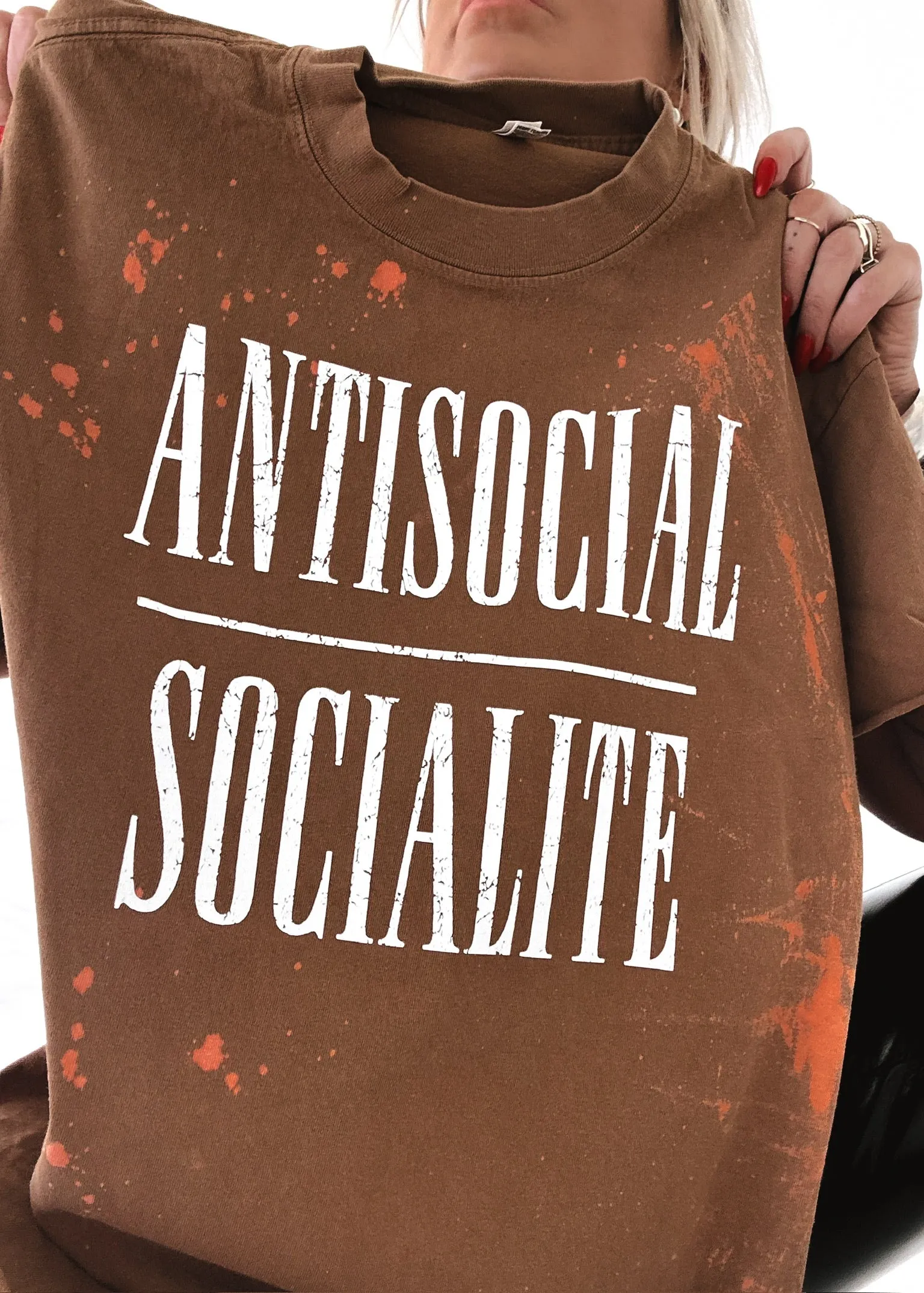 FINAL SALE: ANTISOCIAL SOCIALITE BLEACHED OUT SIDE SLIT TEE