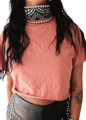 FINAL SALE: CROPPED PEBBY BASICS PAPAYA TEE