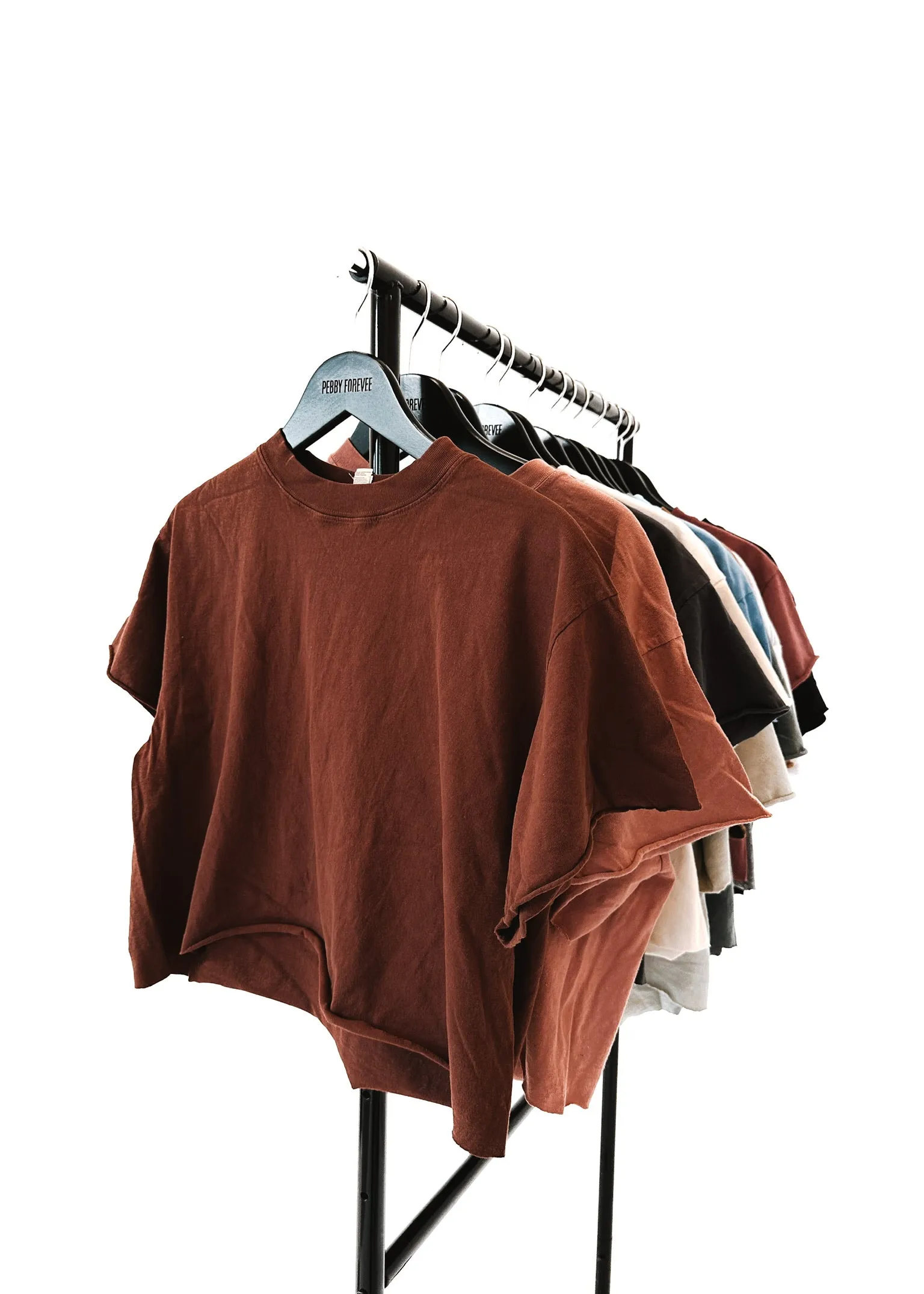 FINAL SALE: CROPPED PEBBY BASICS RUST TEE
