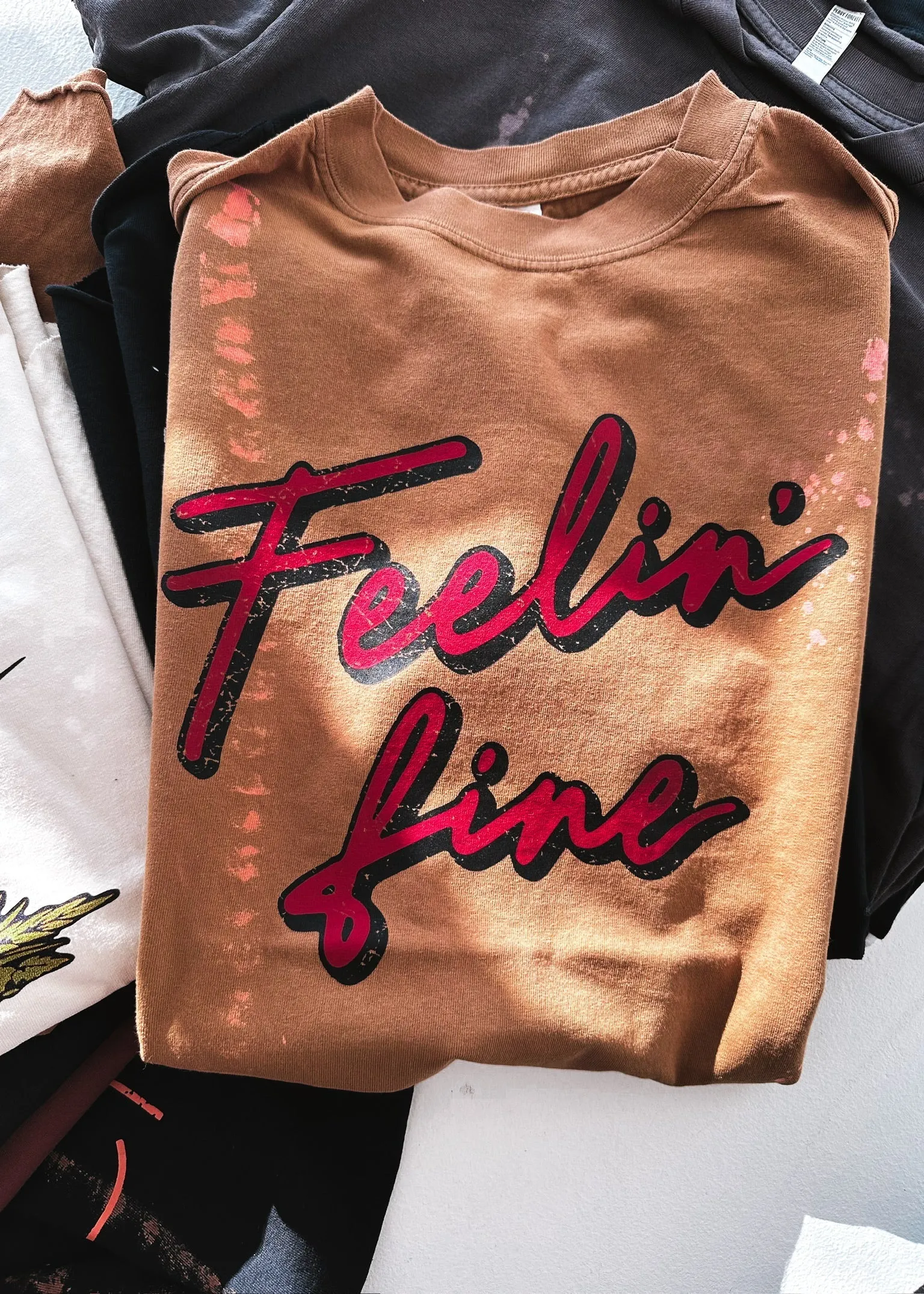 FINAL SALE: FEELIN' FINE BLEACHED OUT SIDE SLIT TEE