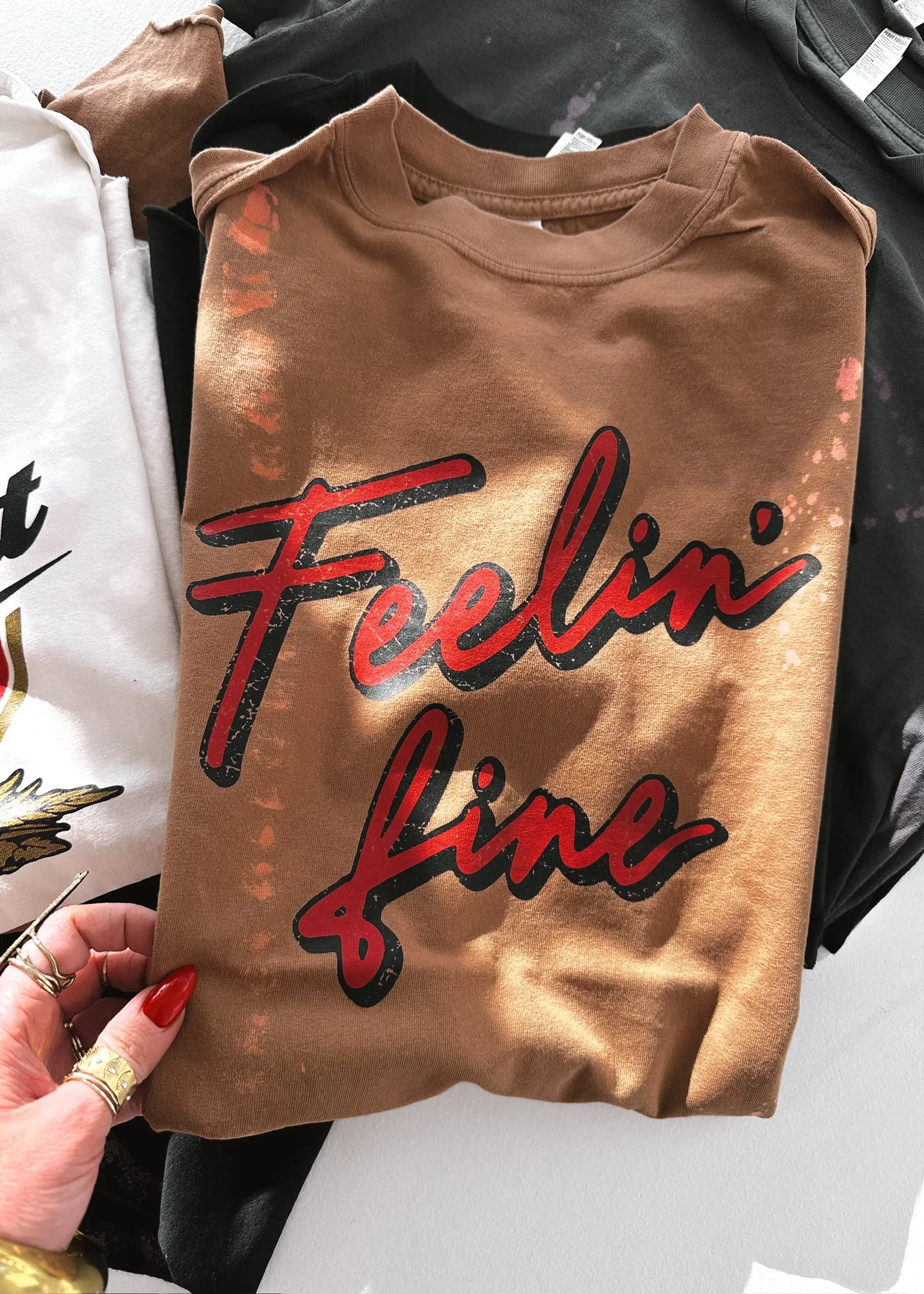 FINAL SALE: FEELIN' FINE BLEACHED OUT SIDE SLIT TEE