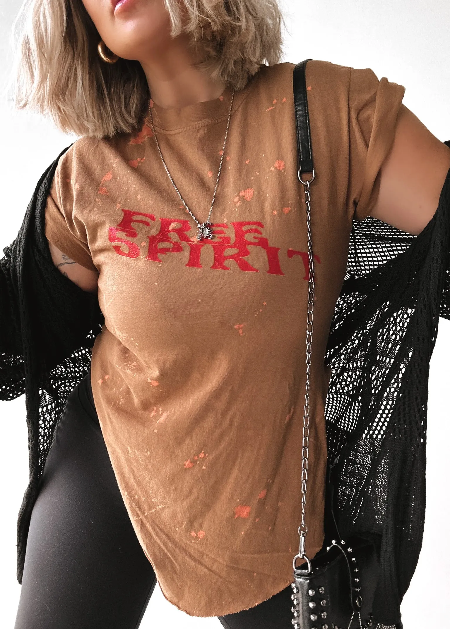 FINAL SALE: FREE SPIRIT BLEACHED OUT SIDE SLIT TEE