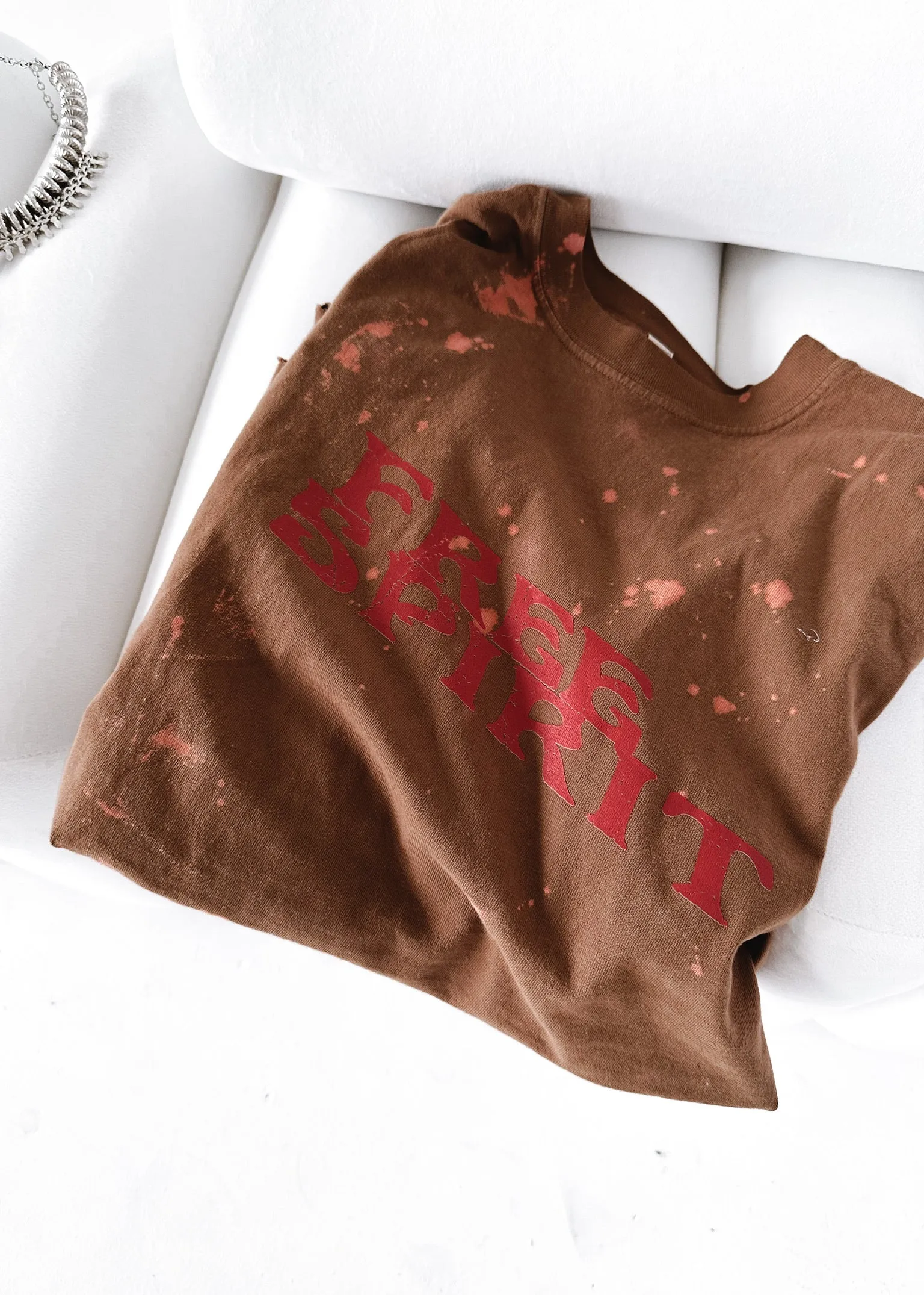 FINAL SALE: FREE SPIRIT BLEACHED OUT SIDE SLIT TEE