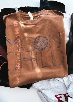 FINAL SALE: MOON CHILD (BLACK) BLEACHED OUT SIDE SLIT TEE