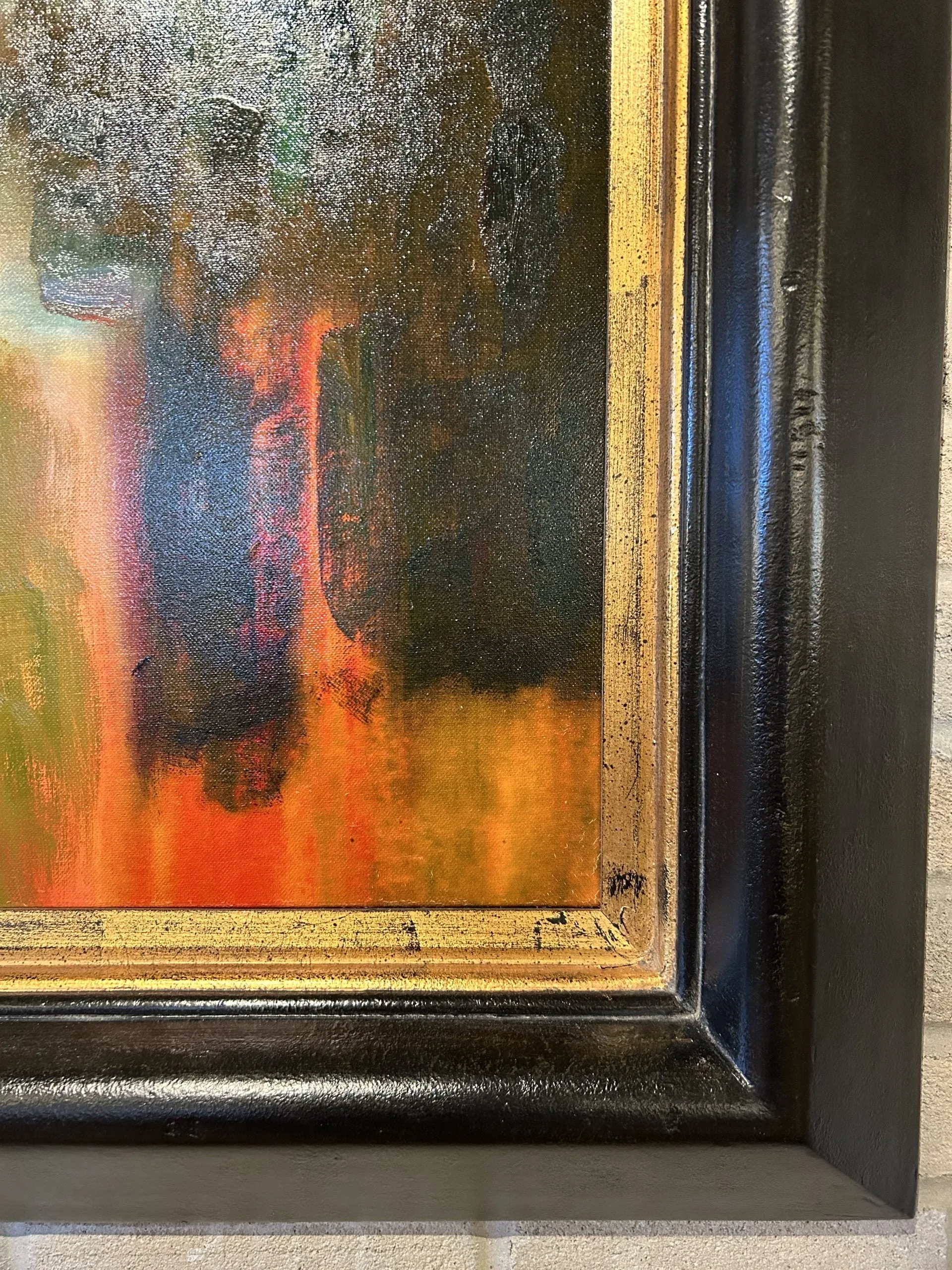 Framed Wall Art, Abstract City Scene, Acrylic on Canvas