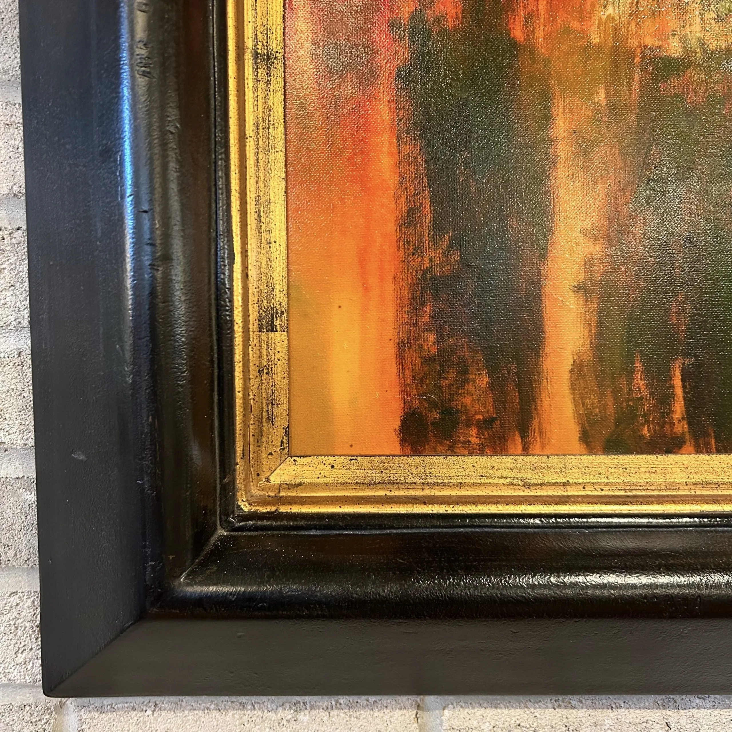 Framed Wall Art, Abstract City Scene, Acrylic on Canvas
