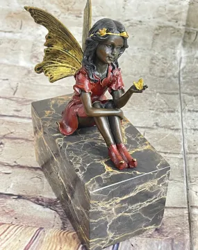 GENUINE BRONZE SCULPTURE ART NOUVEAU ANGEL STATUE HOT CAST MYTHICAL FIGURE SALE