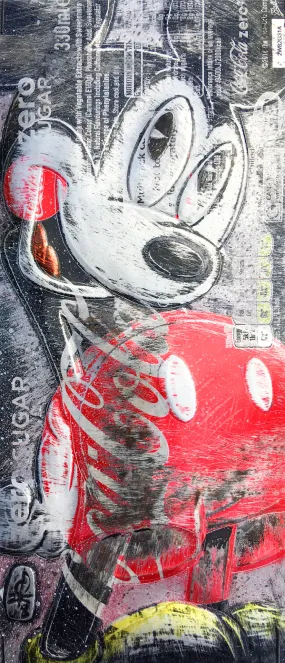 Hand Signed PRINT - BASHFUL MICKEY on COKE ZERO can