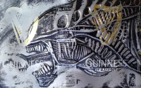 Hand Signed Print by Chris Duncan, ALIEN on Guinness Can