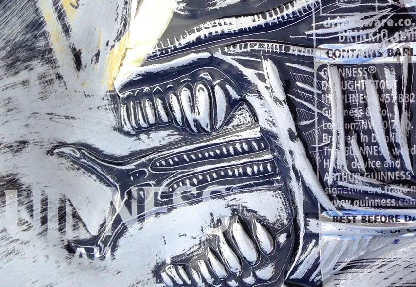 Hand Signed Print by Chris Duncan, ALIEN on Guinness Can