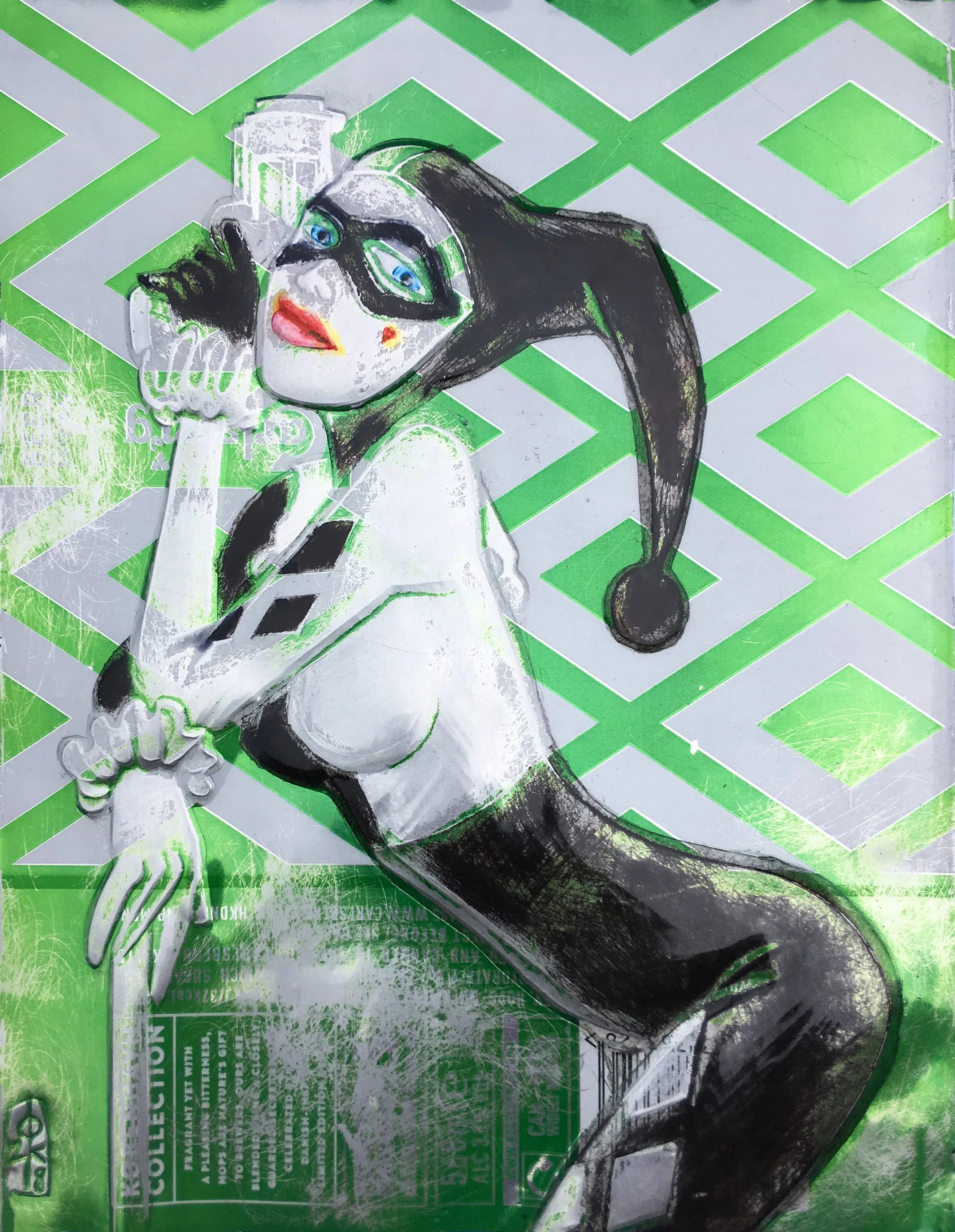 Hand Signed PRINT - By Chris Duncan - HARLEY QUINN on Carlsberg