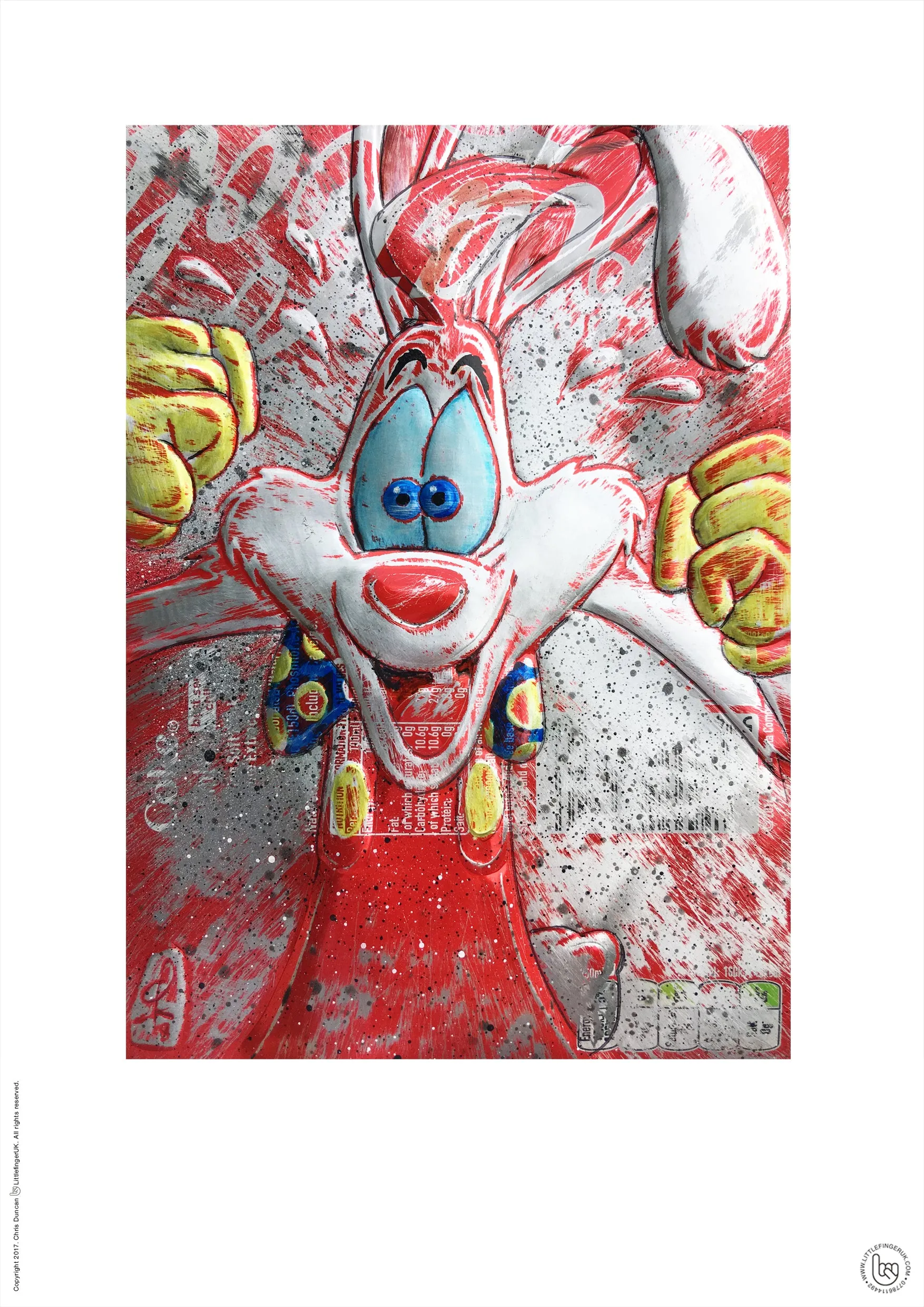 Hand Signed Print - By Chris Duncan - ROGER RABBIT on COKE