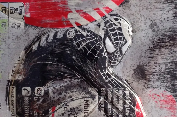 Hand Signed PRINT by Chris Duncan, SPIDERMAN on Coke Zero Can