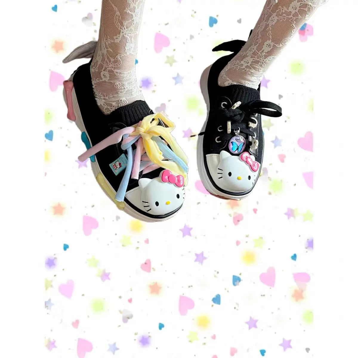 Hello Kitty Inspired Asymmetrical Black Sneaker