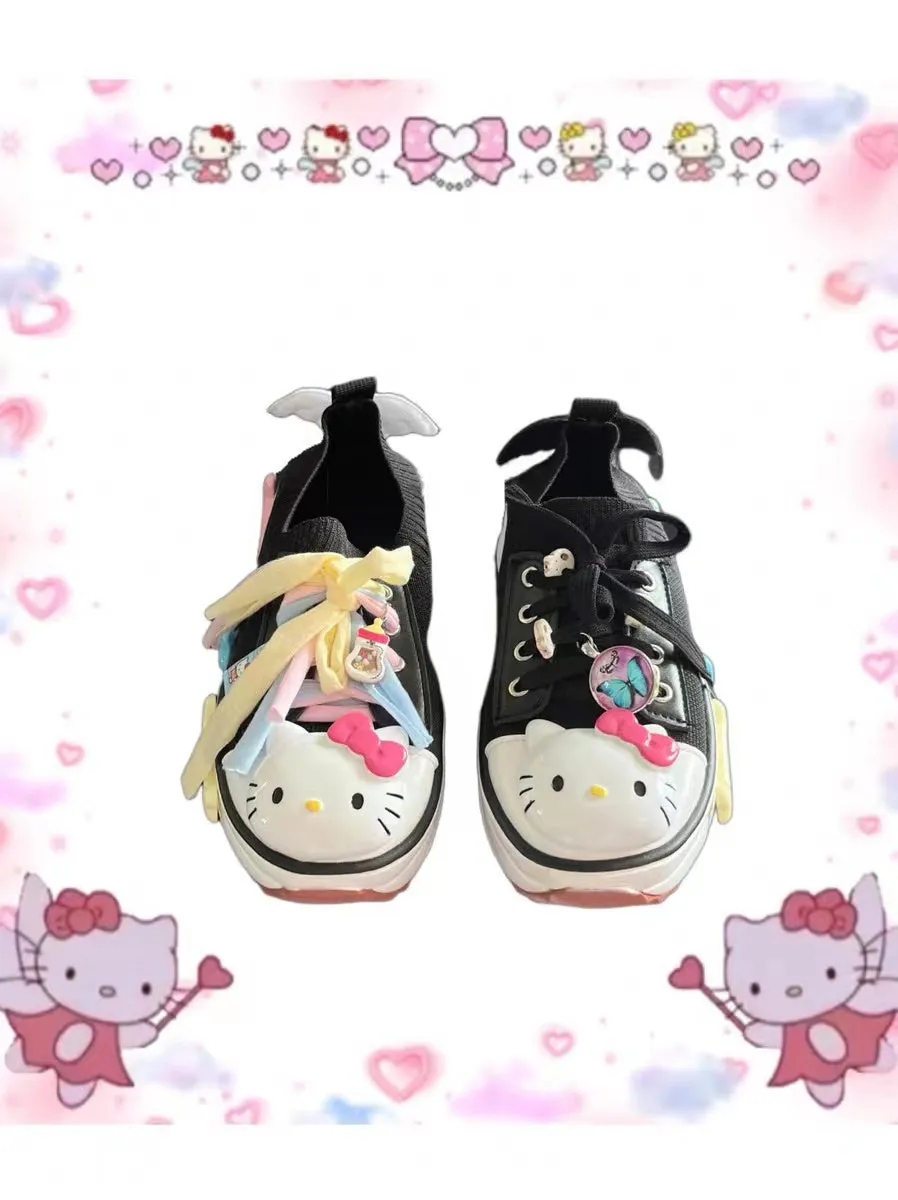 Hello Kitty Inspired Asymmetrical Black Sneaker